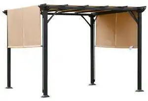 Favi Outsunny Pergola Foisor de Gradina in Otel cu perdea reglabila 305x305x220cm Ofertă