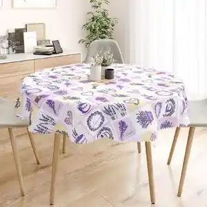 Favi Goldea față de masă teflonată - decorațiuni cu lavandă - rotundă Ø 150 cm Ofertă
