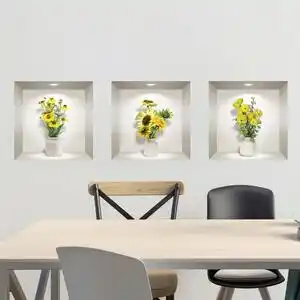 Favi Set 3 autocolante 3D pentru perete Ambiance Yellow Flowers Ofertă