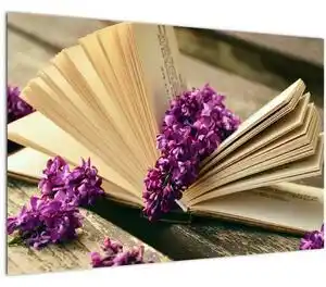 Tablou cu cartea și lavanda (90x60 cm)