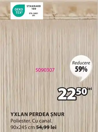JYSK YXLAN PERDEA ȘNUR Ofertă