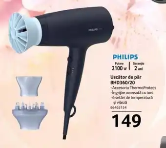 Selgros PHILIPS Uscător de păr BHD360/20 Ofertă