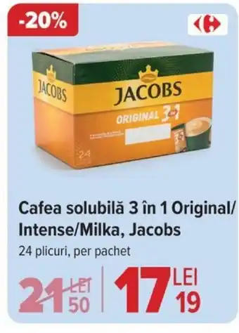 Carrefour Cafea solubilă 3 în 1 Original/ Intense/Milka, Jacobs Ofertă