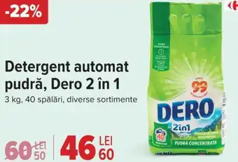 Carrefour Detergent automat pudră, Dero 2 în 1 Ofertă