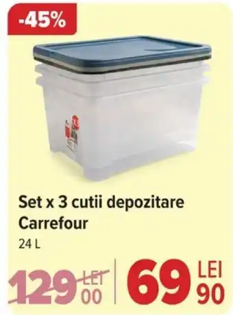 Carrefour Set x 3 cutii depozitare Carrefour Ofertă