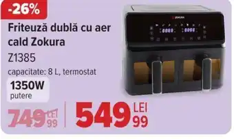 Carrefour Friteuză dublă cu aer cald Zokura Z1385 Ofertă