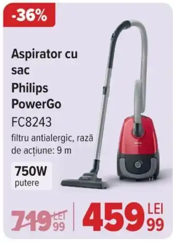 Carrefour Aspirator cu sac Philips PowerGo FC8243 Ofertă