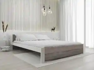 Favi Pat dublu Culoare alb/stejar trufa, IKAROS 160 x 200 cm Saltele: fără saltea, Somiera pat: Fara somiera Ofertă