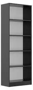 Dulap Biblioraft Mobiref cu 4 Polite pentru Depozitare , 70 x 34,5 x 200 cm, PAL Negru 18 mm