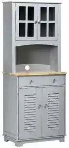 Favi HOMCOM Bufet pentru bucatarie, Mobilier din lemn, dulap de bucatarie in stil clasic, Gri, 68x39.5x170cm | AOSOM RO Ofertă