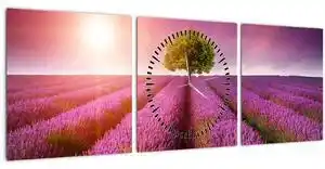 Favi Tablou câmp cu lavandă (cu ceas) (90x30 cm) Ofertă