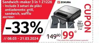 Selgros Sandwich-maker 3 în 1 Z1226 Ofertă