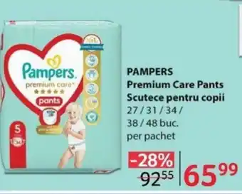 Selgros PAMPERS Premium Care Pants Scutece pentru copii Ofertă