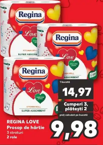 Kaufland REGINA LOVE Prosop de hârtie 3 straturi 2 role Ofertă