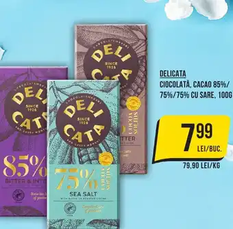 Mega Image DELICATA CIOCOLATĂ, CACAO 85%/ 75%/75% CU SARE, 100G Ofertă
