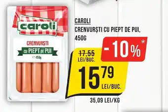 Mega Image CAROLI CRENVURȘTI CU PIEPT DE PUI, 450G Ofertă