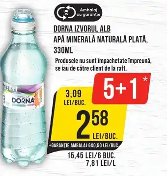 Mega Image DORNA IZVORUL ALB APĂ MINERALĂ NATURALĂ PLATĂ, 330ML Ofertă