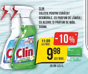CLIN SOLUŢIE PENTRU CURĂŢAT GEAMURILE, CU PARFUM DE LĂMÂIE/ CU ALCOOL ȘI PARFUM DE MĂR, 500ML