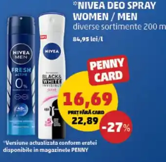 Penny NIVEA DEO SPRAY WOMEN / MEN Ofertă