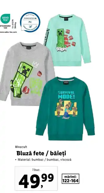 Lidl Minecraft Bluză fete / băieţi Ofertă
