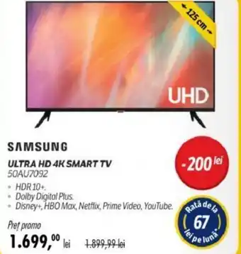 SAMSUNG ULTRA HD 4K SMART TV 50AU7092