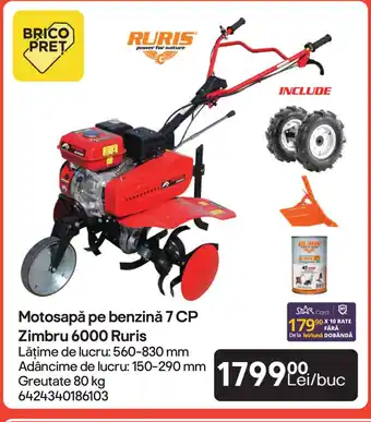 Brico Depôt Motosapă pe benzină 7 CP Zimbru 6000 Ruris Ofertă