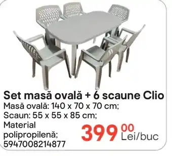 Brico Depôt Set masă ovală + 6 scaune Clio Ofertă