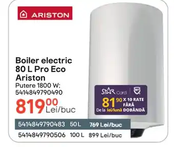 Boiler electric 80 L Pro Eco Ariston