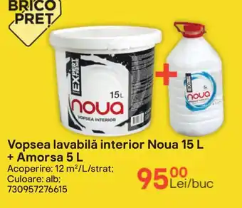 Brico Depôt Vopsea lavabilă interior Noua 15 L + Amorsa 5 L Ofertă