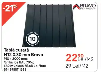 Tablă cutată H12 0.30 mm Bravo