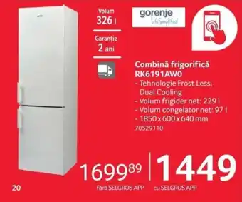 Selgros Combină frigorifică RK6191AWO Ofertă