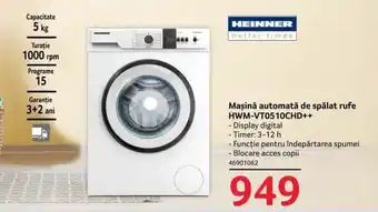 Selgros Maşină automată de spălat rufe HWM-VT0510CHD++ Ofertă