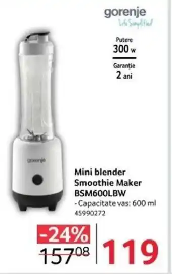 Selgros Mini blender Smoothie Maker BSM600LBW Ofertă