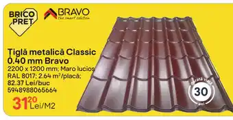 Ţiglă metalică Classic 0.40 mm Bravo