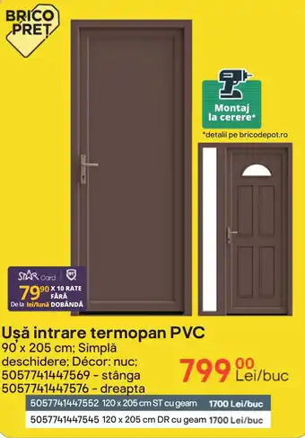 Brico Depôt Uşă intrare termopan PVC Ofertă