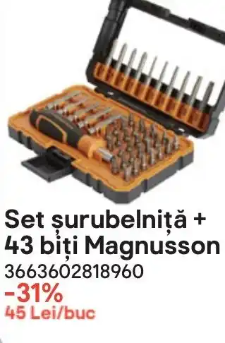 Brico Depôt Set şurubelniță + 43 biti Magnusson Ofertă