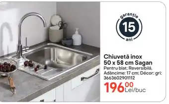 Brico Depôt Chiuvetă inox 50 x 58 cm Sagan Ofertă