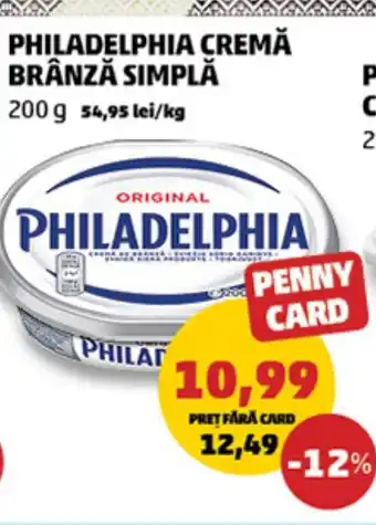 Penny PHILADELPHIA CREMĂ BRÂNZĂ SIMPLĂ Ofertă