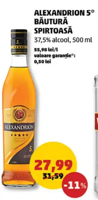 Penny ALEXANDRION 5* BĂUTURĂ SPIRTOASĂ 37,5% alcool, 500 ml Ofertă