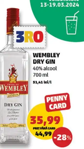 Penny WEMBLEY DRY GIN 700 ml Ofertă