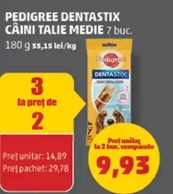 Penny PEDIGREE DENTASTIX CÂINI TALIE MEDIE Ofertă