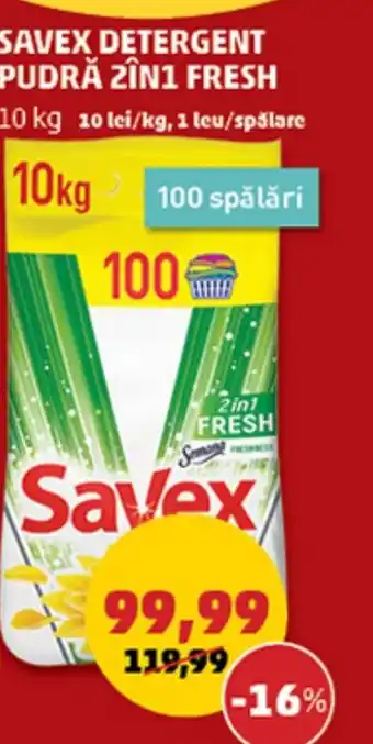 Penny SAVEX DETERGENT PUDRA 2IN1 FRESH Ofertă
