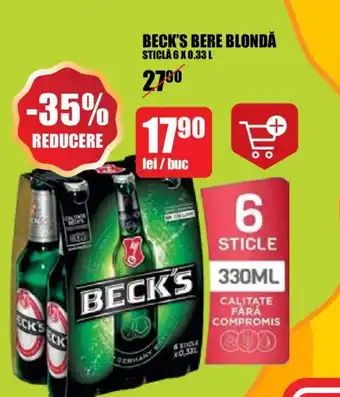 BECK'S BERE BLONDĂ STICLĂ 6 X 0.33 L