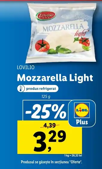 Lidl LOVILIO Mozzarella Light Ofertă