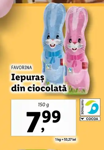 Lidl FAVORINA Iepuraş din ciocolată Ofertă