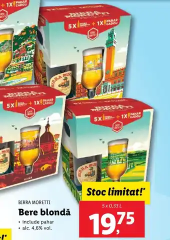Lidl BIRRA MORETTI Bere blondǎ Ofertă