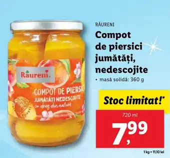 Lidl RÂURENI Compot de piersici jumătăți, nedescojite Ofertă