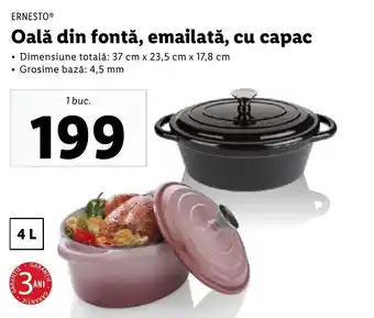 Lidl ERNESTO® Oală din fontă, emailată, cu capac Ofertă
