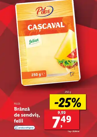 Lidl PILOS Brânză de sendviş, felii Ofertă