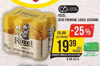 Mega Image KOZEL BERE PREMIUM, LAGER, 6X500ML Ofertă